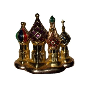 Joan Rivers vergoldete bunte Emaille russische Kathedrale Brosche - Bild 1 von 4