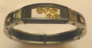 Men's Stainless Steel & black silicon bracelet with rhinestone style Versa - R - Picture 1 of 11