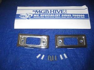 MINI CHROME DOOR OPENER ESCUTCHEONS, INTERIOR LATCH PLATE RECTANGLE xy55 - Picture 1 of 1
