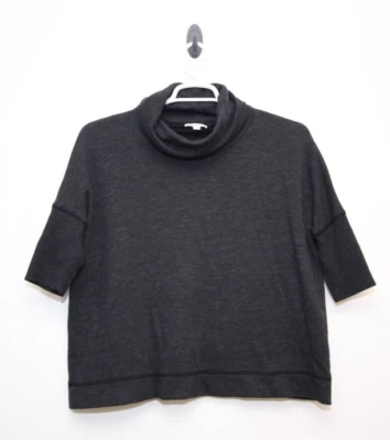 Standard James Perse Sweatshirt Top Size 1 Charcoal Boxy Turtleneck 1/2 Sleeves - Image 1 of 4