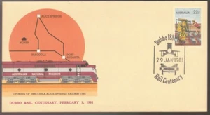1981 Australia Railways Train DUBBO Rail Centenary Front & Rear Postmarks Cover - Picture 1 of 3