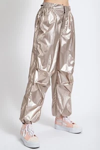 Easel Champagne Metallic Cargo Pants S M L - Picture 1 of 5