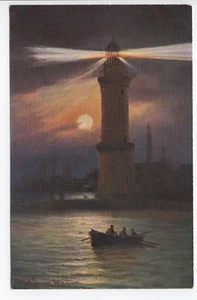 Alte Postkarte Leuchtturm Warnemünde Prof. Alfred Jensen - Picture 1 of 2