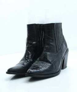 Seven Womens Black Animal Print Leather Bootie Boot UK 7 EU - Picture 1 of 12