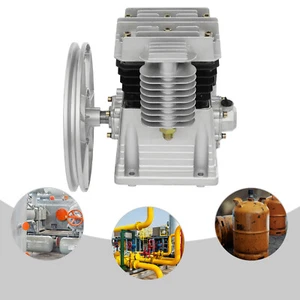 Pompa Compressore Aria Pistone 2HP Doppio Cilindro Olio Lubrificato Cinghia Trasmissione Alluminio - Foto 1 di 9
