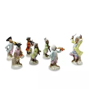 Meissen Style Continental Porcelain Monkey Band (7pcs) - Picture 1 of 12
