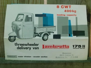 Lambretta 175li Threewheeler Delivery Van Owner's Manual **ORIGINAL** - Foto 1 di 3