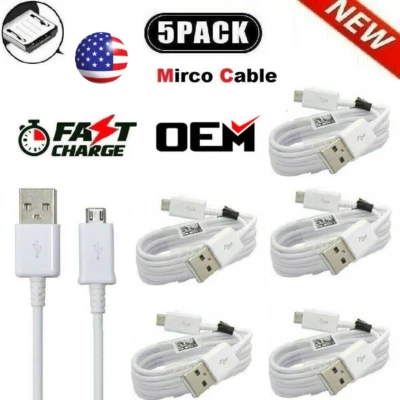 5 X Cables MICRO USB Cargador Charger Rapido Cables para Samsung LG Android - Image 1 of 4