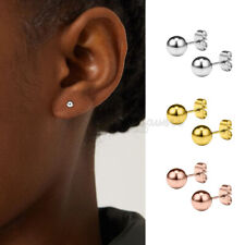 3MM Genuine 925 Sterling Silver Round Ball Yellow Rose Gold Ear Stud Earrings UK