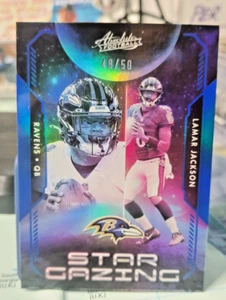 Lamar Jackson 2023 Absolute Football Star Gazing Blue Spectrum/50 SSP Ravens - Imagen 1 de 3