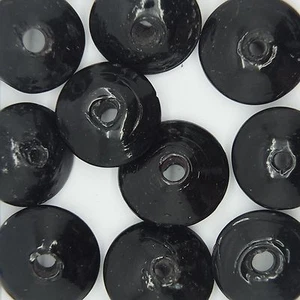 Cuentas de vidrio disco opaco negro 18x8mm. Pack de 10. Hecho en India. - Imagen 1 de 2