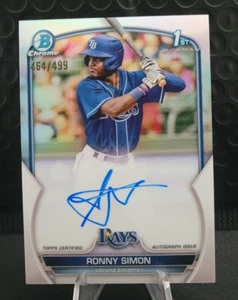 2023 Bowman Chrome 1st Refractor AUTO /499 Ronny Simon - Tampa Bay Rays - Bild 1 von 2