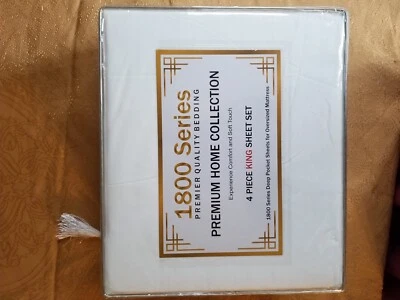 Hotel Collection Bamboo 100% 6 PIECE King Sheets WHITE 1800 series FREE SHIPPING - Image 1 of 3