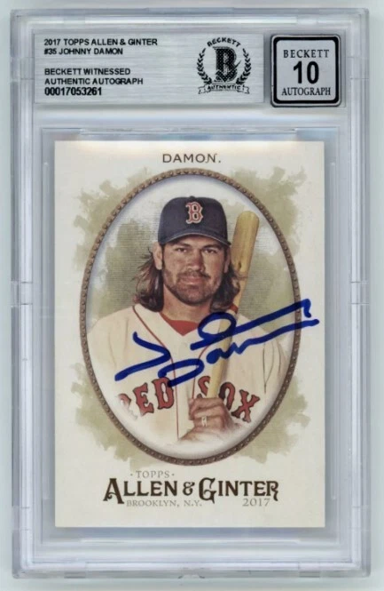 Johnny Damon 2017 Allen & Ginter #35 firmado Beckett BAS BGS 10 automático Medias Rojas Foto 1 de 1