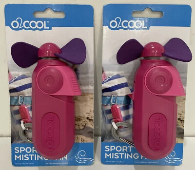 2 - Ventilador de niebla deportivo O2Cool con mosquetón - Funciona con pilas - ROSA - Nuevo Foto 1 de 4