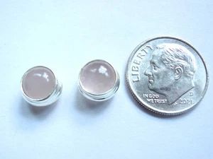 Rose Quartz Round 925 Sterling Silver Stud Earrings - Picture 1 of 3