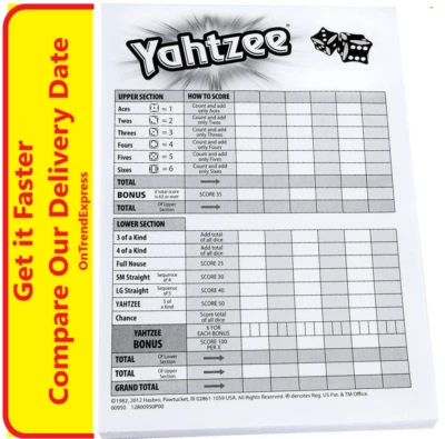YAHTZEE Score Cards Pad - 80 Game Sheets Cards Refill Milton Hasbro Gaming - Image 1 of 4
