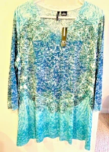 NEW DIRECTIONS DAMEN LONGSHIRT-PULL OVER-LG S-V-AUSSCHNITT-TAPERED-RUND-PLUS XL - Bild 1 von 3