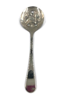 Sheffield England Slotted Spoon Silverplate Acorn Design Serving Cutlery Vin - Image 1 of 4