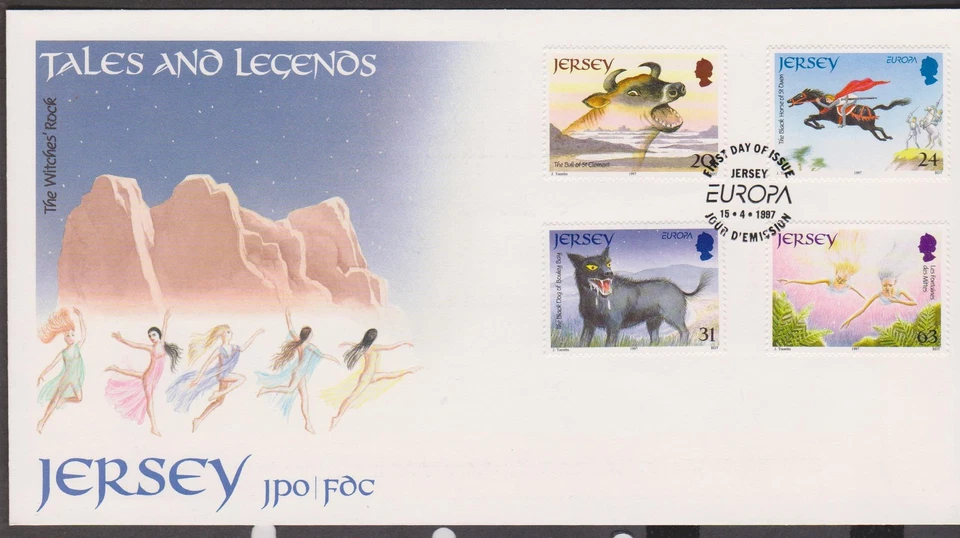 GB - JERSEY 1997 Europa '97 Fairy Tales & Legends SG 813/16 FDC DOG COW HORSE - Image 1 of 1