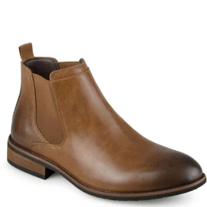 Vance Co. Mens Landon Faux Leather Brown Dress Ankle Boot 10 M MSRP 80 New - Picture 1 of 5