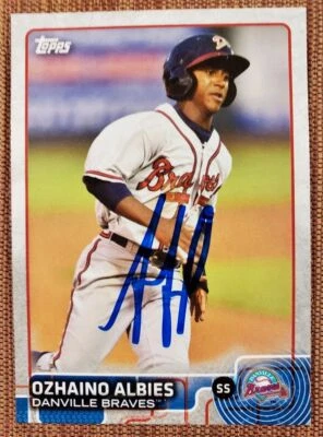 2015 Topps Pro Debut #145 Ozzie Albies Autographed Braves Baseball Card JSA LOA - Image 1 of 4