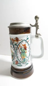 Vintage Bareuther Waldsassen Bavaria Germany Zinndeckel Porzellan Bierstein - Bild 1 von 24