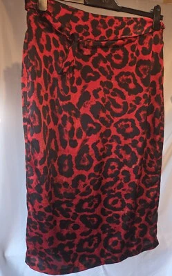 Quiz Red and Black Leopard Print Wrap Midi Skirt Size 12 - Very good condition  - Image 1 of 4