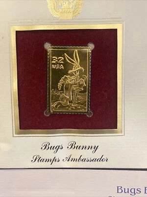 Bugs Bunny Stamps Ambassador First Day Issue 22kt Gold  - Warner Bros.  *RARE - Image 1 of 4