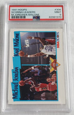 1991-92 Hoops Basketball Michael Jordan Karl Malone Card PSA 9 Mint #306 Bulls
