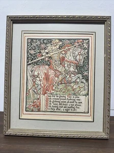 The Rose Knight Crane Walter, 1891 Book Plate, Professionaly Framed - Imagen 1 de 5