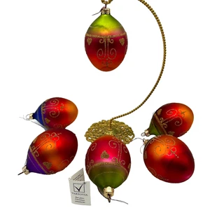 Varsovia Egg Shaped Multi-Color Ombre Christmas Tree Ornaments Set of 6 - Picture 1 of 12