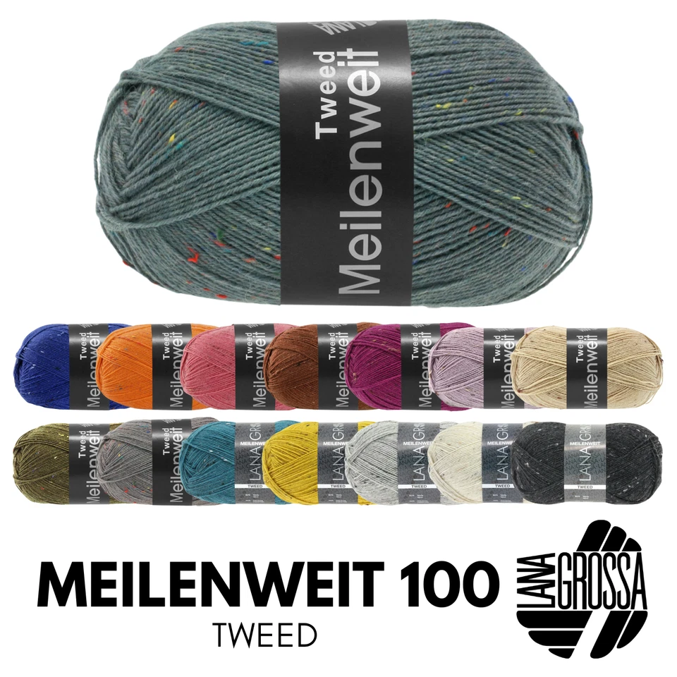 Lana Grossa MEILENWEIT 100 g TWEED 4-fach Sockenwolle gepunktet 420 m - Bild 1 von 1