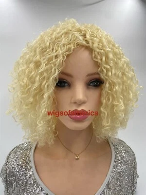 Peluca corta rubia rizada 10 pulgadas parte media Foto 1 de 4