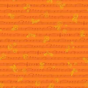 Soliloquy Music Notes 100% Cotton Makower 112cm Wide Singalong Marigold Orange - Picture 1 of 1