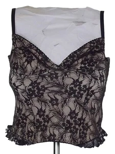 Patrizia Pepe Maglia Top Canotta Donna 44 L Large Nero Floreale Ricamata Pizzo - Picture 1 of 7