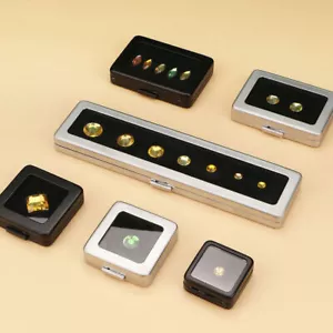 Stainless Steel Gemstone Display Show Case Diamond Storage Holder Jewelry Box - Bild 1 von 18