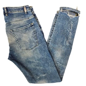 Pantalones de mezclilla ajustados desteñidos con dobladillo desgastado azul trabajo Represent para hombre 32 - Imagen 1 de 8