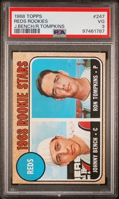 1968 Topps Reds Rookies #247 J. Bench R. Tompkins PSA 3 - Image 1 of 2
