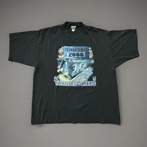 Vintage Subway Series New York Yankees Mets T Shirt Black Size 2XL Lee 2000 - Picture 1 of 14