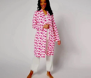 Bumblebella by Jill Martin Dreamy Jersey Spa Robe in Pink Marker Heart 1X - Picture 1 of 12