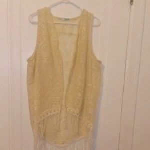 maurices XXL Lace Fringe Vest, ivory - Picture 1 of 4
