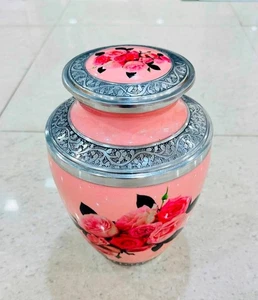 Urna cenizas aluminio flores vintage. Urnas de cremación para cenizas humanas decoración de adultos - Imagen 1 de 5