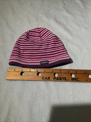 Patagonia Gorro Toque Juvenil Talla Única Rosa Rayas Tejido Lana Nylon Mezcla Forrado Foto 1 de 4