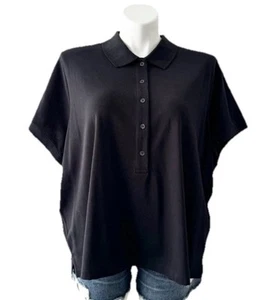 NWT! Athleta Pique Black Collared Short Sleeve Polo Shirt Top, Women’s Size XL - Picture 1 of 18