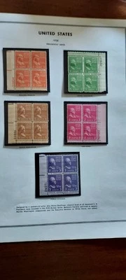 SCOTT #803-822- 824-827 - 829 MNH OG 1938 PRESIDENTIAL SERIES PLATE BLOCKS - Image 1 of 4
