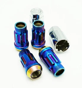 Wheel Mate Muteki SR45R Lug Nut Kit Lock Set 12x1.50 45mm - Burned Blue Neon - Picture 1 of 1