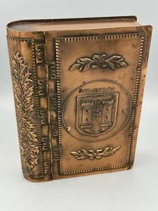 Vintage aufklappbare, linierte Kupferschatulle in Buchform Polen Inowrocław Wappen - Bild 1 von 23