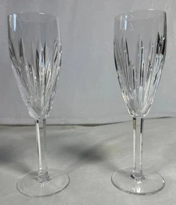 Set Of 2 Waterford Crystal Carina Fluted Champagne Glasses Vertical Cuts EUC - Picture 1 of 10