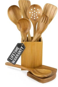 8 Stück Holzlöffel zum Kochen, Küche Kochutensilien Set mit Löffel Res... - Bild 1 von 9